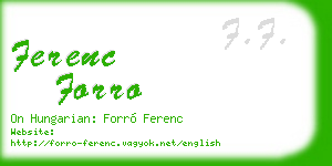 ferenc forro business card